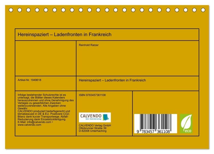 Produktbild: Hereinspaziert &ndash; Ladenfronten in Frankreich (Tischkalender 2026 DIN A5 quer), CALVENDO Monatskalender