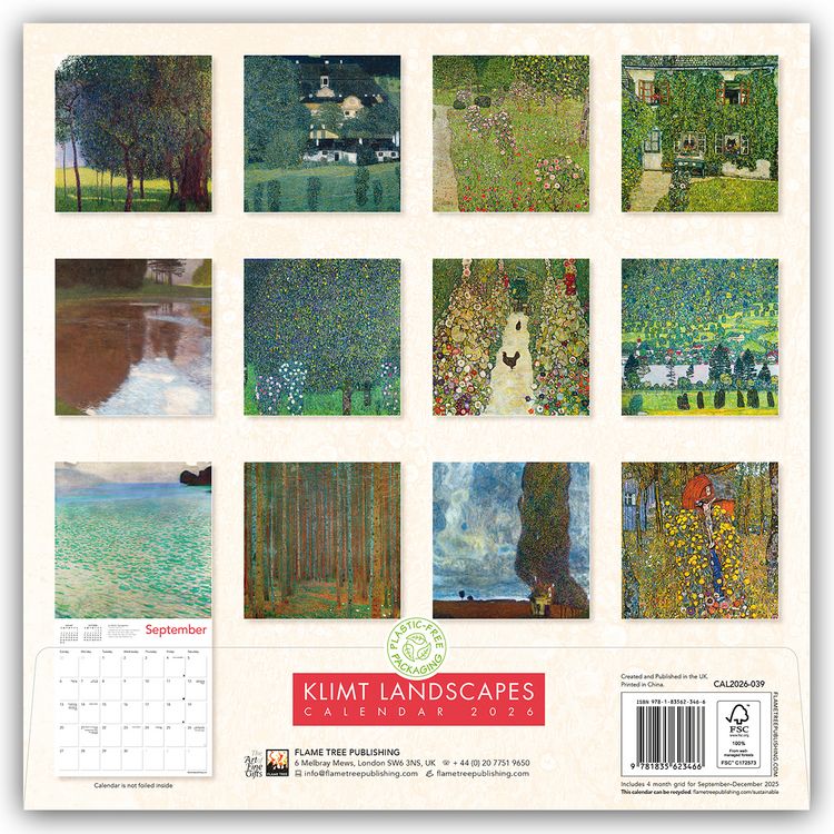 Produktbild: Gustav Klimt Landscapes &ndash; Gustav Klimt Landschaften 2026 &ndash; Original Flame Tree Publishing-Kalender [Kalender]