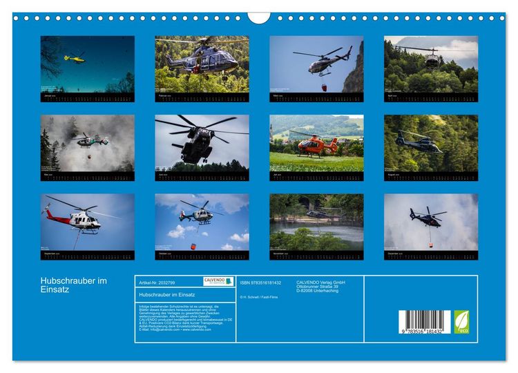 Produktbild: Hubschrauber im Einsatz (Wandkalender 2026 DIN A3 quer), CALVENDO Monatskalender
