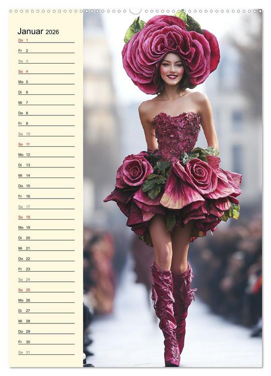 Produktbild: Bl&uuml;tenzauber. High Fashion auf dem Catwalk (hochwertiger Premium Wandkalender 2026 DIN A2 hoch), Kunstdruck in Hochglanz