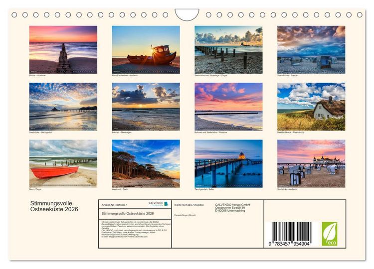 Produktbild: Stimmungsvolle Ostseek&uuml;ste 2026 (Wandkalender 2026 DIN A4 quer), CALVENDO Monatskalender