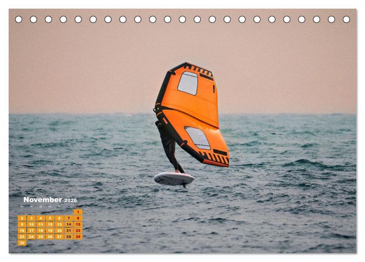Produktbild: Wingfoilen - fliegen &uuml;ber das Wasser (Tischkalender 2026 DIN A5 quer), CALVENDO Monatskalender