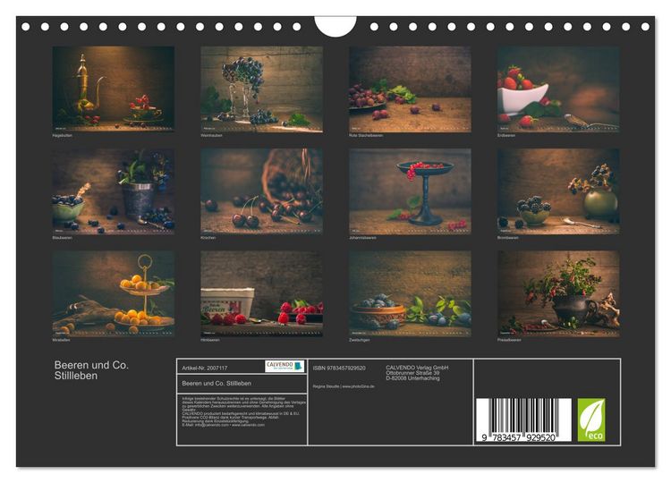 Produktbild: Beeren und Co. Stillleben (Wandkalender 2026 DIN A4 quer), CALVENDO Monatskalender