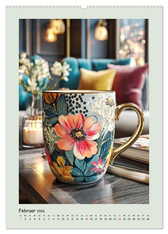 Produktbild: Kaffeepoesie. Der Charme edler Tassen (hochwertiger Premium Wandkalender 2026 DIN A2 hoch), Kunstdruck in Hochglanz