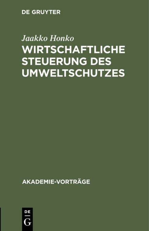 Produktbild: Wirtschaftliche Steuerung des Umweltschutzes