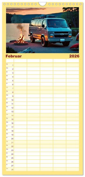 Produktbild: Familienplaner 2026 - Vanlife - Caravan Abenteuer mit 5 Spalten (Wandkalender, 21 x 45 cm) CALVENDO