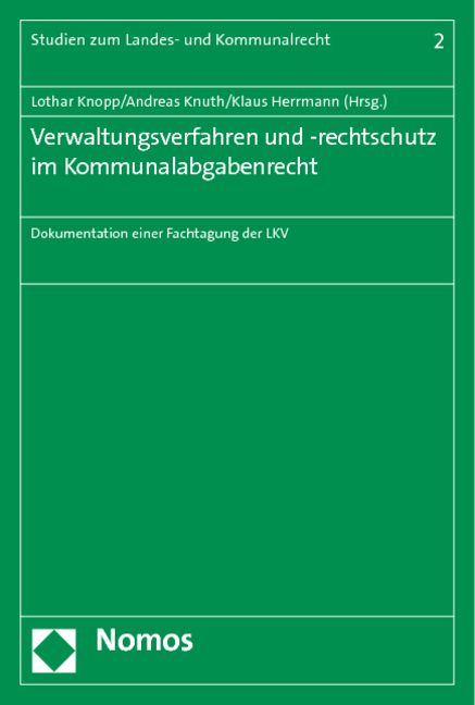 Produktbild: Verwaltungsverfahren und -rechtschutz im Kommunalabgabenrecht