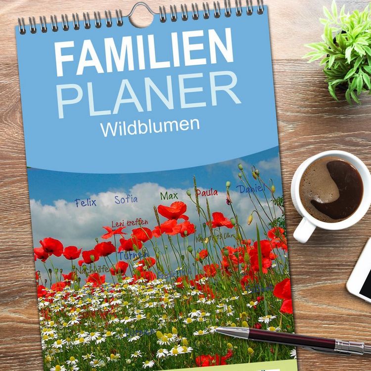 Produktbild: Familienplaner 2026 - Wildblumen 2026 mit 5 Spalten (Wandkalender, 21 x 45 cm) CALVENDO