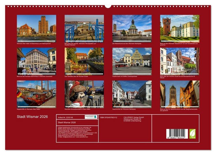 Produktbild: Stadt Wismar 2026 (hochwertiger Premium Wandkalender 2026 DIN A2 quer), Kunstdruck in Hochglanz
