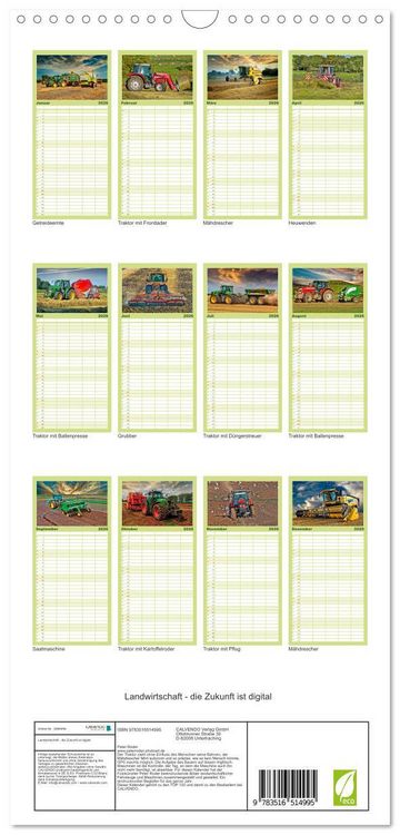 Produktbild: Familienplaner 2026 - Landwirtschaft - die Zukunft ist digital mit 5 Spalten (Wandkalender, 21 x 45 cm) CALVENDO