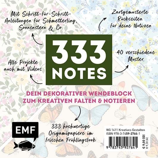 Produktbild: 333 Origami Minis &ndash; Fr&uuml;hlingswiese &ndash; Dein dekorativer Wendeblock zum kreativen Falten & Notieren