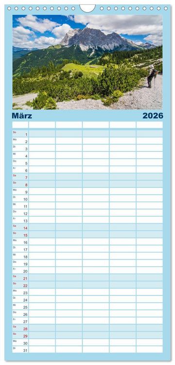 Produktbild: Familienplaner 2026 - Naturparadies Zugspitzarena mit 5 Spalten (Wandkalender, 21 x 45 cm) CALVENDO