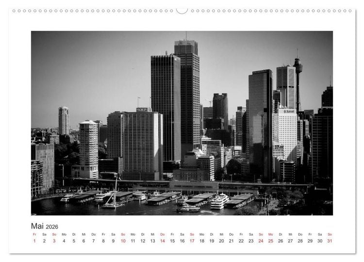 Produktbild: SYDNEY Monochrom (hochwertiger Premium Wandkalender 2026 DIN A2 quer), Kunstdruck in Hochglanz