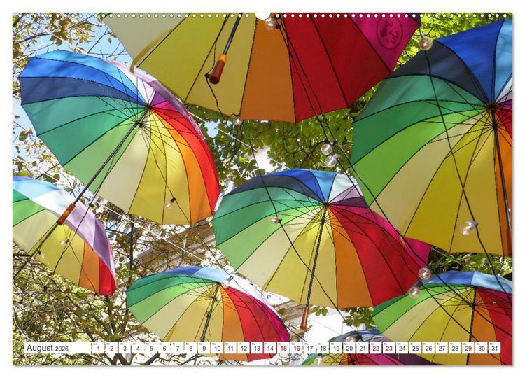 Produktbild: Umbrella Skies - Farbenfrohe Schirme (hochwertiger Premium Wandkalender 2026 DIN A2 quer), Kunstdruck in Hochglanz