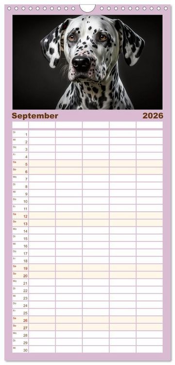 Produktbild: Familienplaner 2026 - Hunde Portr&auml;ts mit 5 Spalten (Wandkalender, 21 x 45 cm) CALVENDO