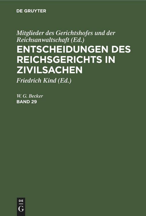 Produktbild: Entscheidungen des Reichsgerichts in Zivilsachen. Band 29