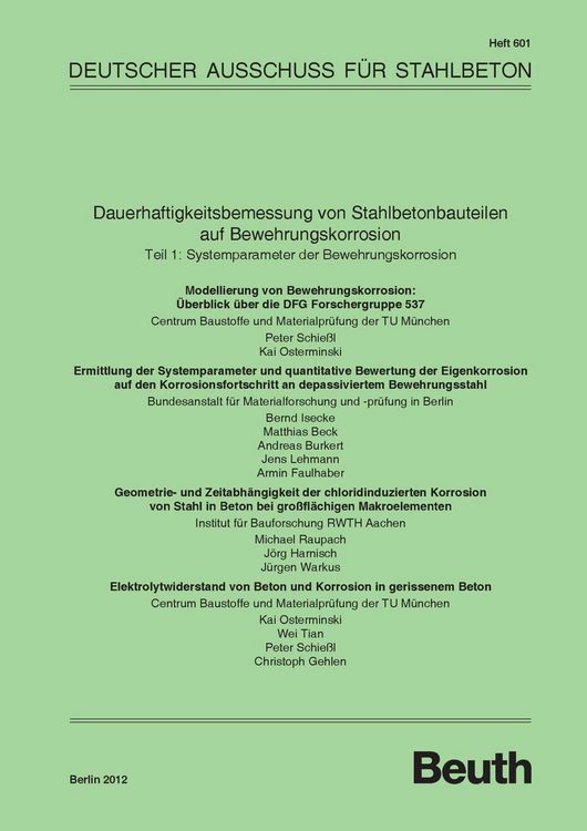 Produktbild: Dauerhaftigkeitsbemessung von Stahlbetonbauteilen auf Bewehrungskorrosion
