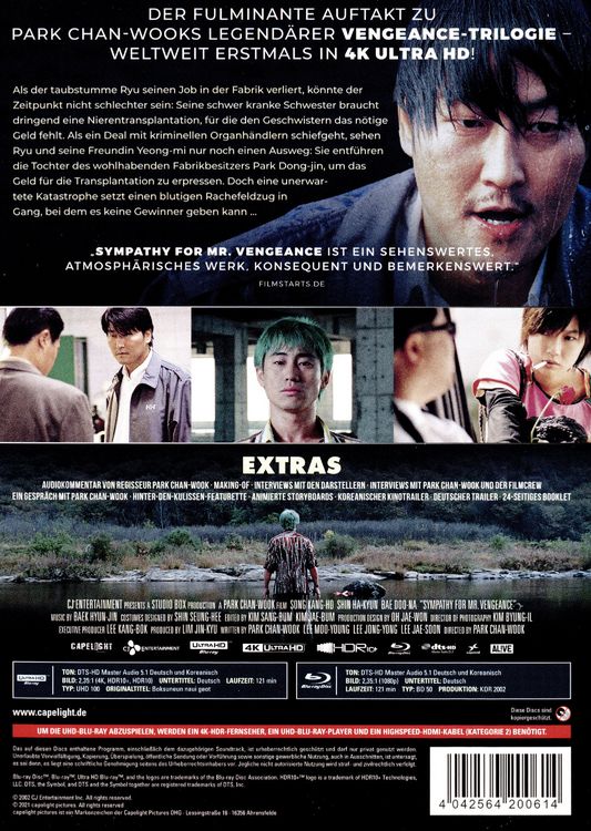 Produktbild: Sympathy for Mr. Vengeance - 2-Disc Limited Collector's Edition im Mediabook (4K Ultra HD) (+ Blu-Ray 2D)