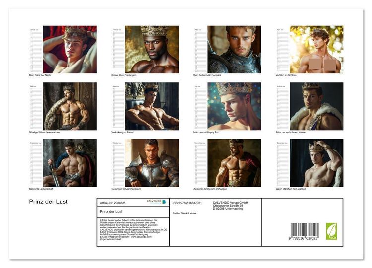 Produktbild: Prinz der Lust (hochwertiger Premium Wandkalender 2026 DIN A2 quer), Kunstdruck in Hochglanz