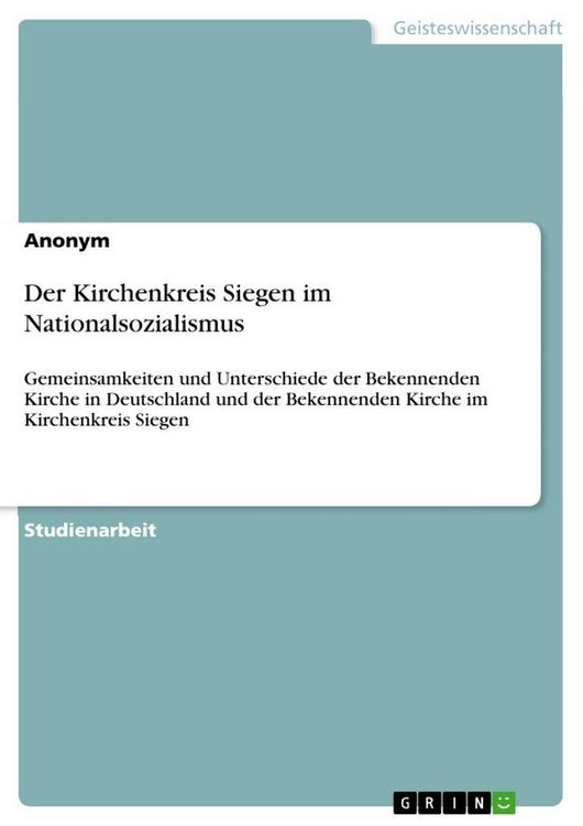 Produktbild: Der Kirchenkreis Siegen im Nationalsozialismus