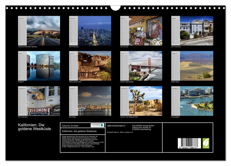 Produktbild: Kalifornien. Die goldene Westk&uuml;ste (Wandkalender 2026 DIN A3 quer), CALVENDO Monatskalender