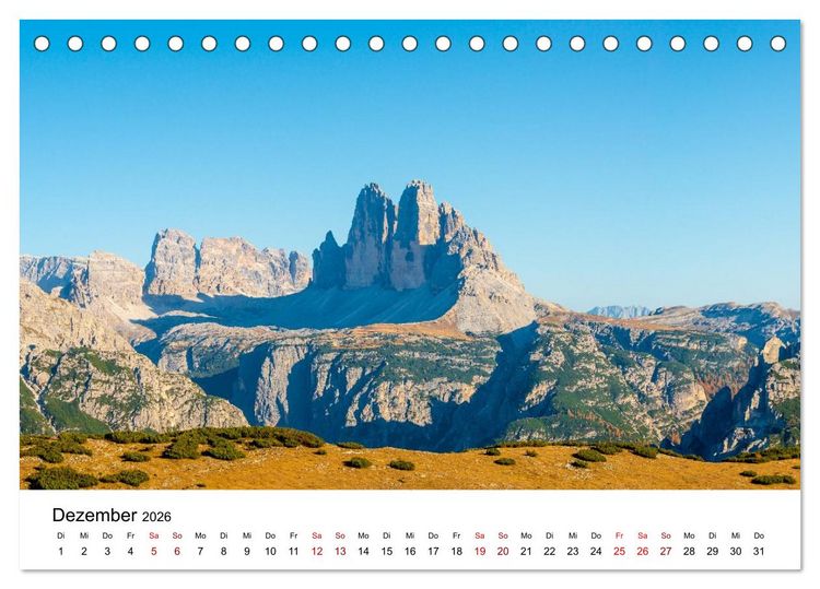 Produktbild: Dolomiten, Drei Zinnen Naturpark: Alpenlandschaften (Tischkalender 2026 DIN A5 quer), CALVENDO Monatskalender