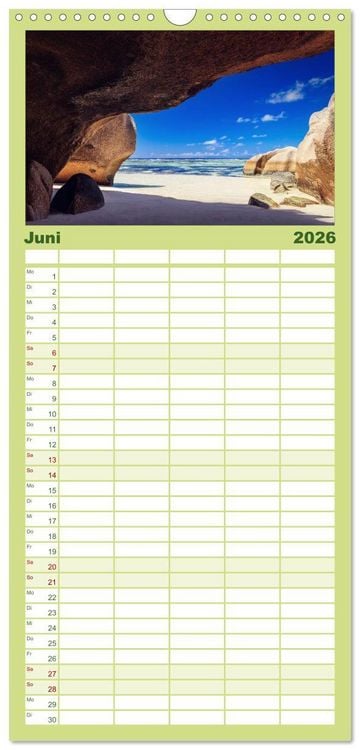 Produktbild: Familienplaner 2026 - Seychellen Traumstr&auml;nde im Paradies mit 5 Spalten (Wandkalender, 21 x 45 cm) CALVENDO