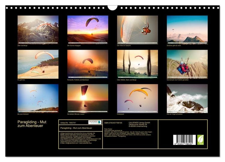 Produktbild: Paragliding - Mut zum Abenteuer (Wandkalender 2026 DIN A3 quer), CALVENDO Monatskalender