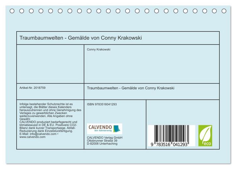 Produktbild: Traumbaumwelten - Gem&auml;lde von Conny Krakowski (Tischkalender 2026 DIN A5 quer), CALVENDO Monatskalender