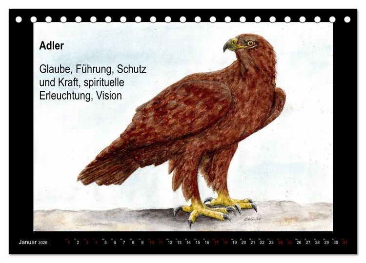 Produktbild: Krafttiere in Aquarell (Tischkalender 2026 DIN A5 quer), CALVENDO Monatskalender
