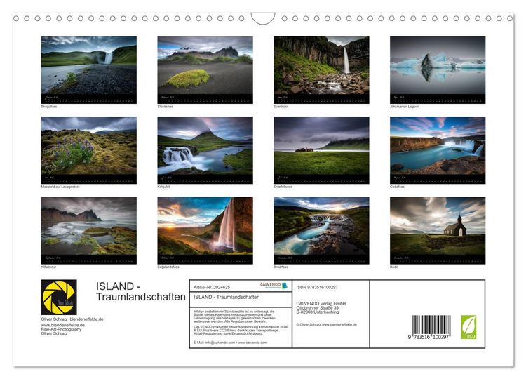 Produktbild: ISLAND - Traumlandschaften (Wandkalender 2026 DIN A3 quer), CALVENDO Monatskalender