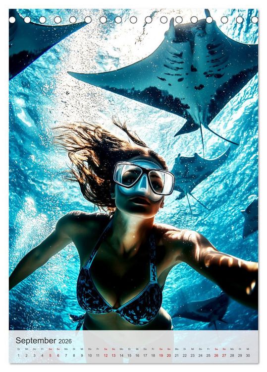 Produktbild: Diving Queens (Tischkalender 2026 DIN A5 hoch), CALVENDO Monatskalender