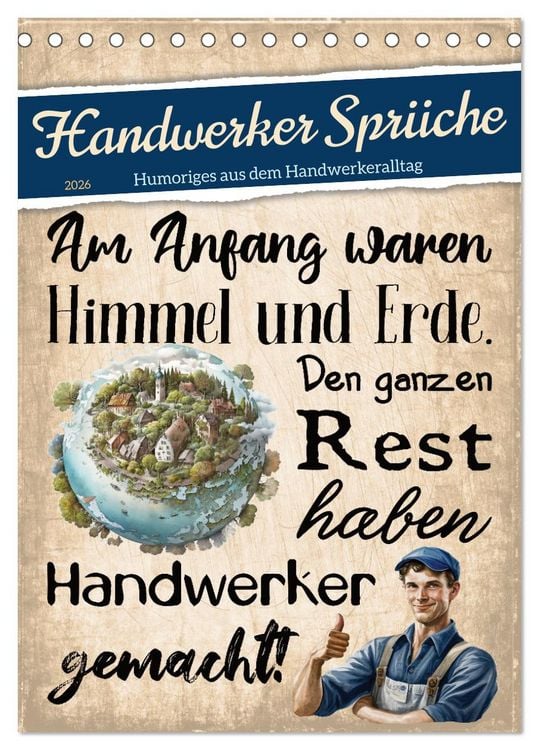 Produktbild: Handwerker Spr&uuml;che (Tischkalender 2026 DIN A5 hoch), CALVENDO Monatskalender