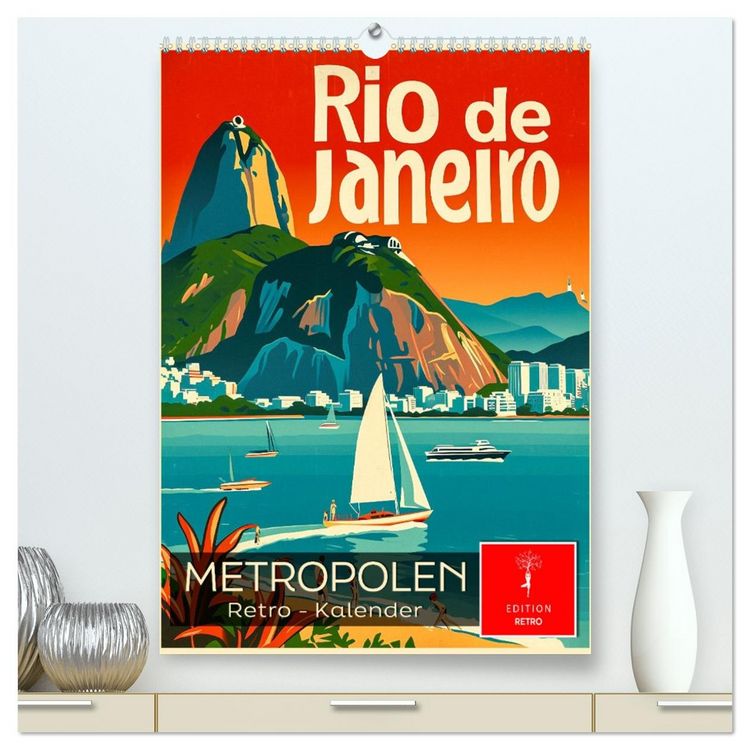 Produktbild: Metropolen Retro-Kalender (hochwertiger Premium Wandkalender 2026 DIN A2 hoch), Kunstdruck in Hochglanz