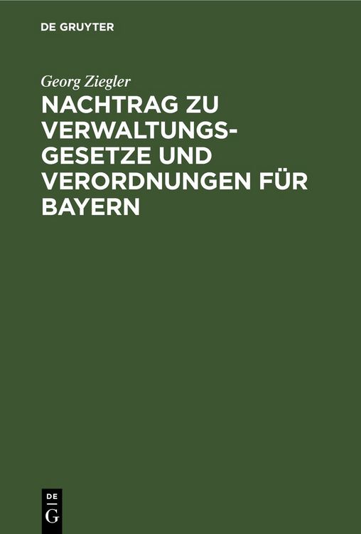 Produktbild: Nachtrag zu Verwaltungsgesetze und Verordnungen f&uuml;r Bayern