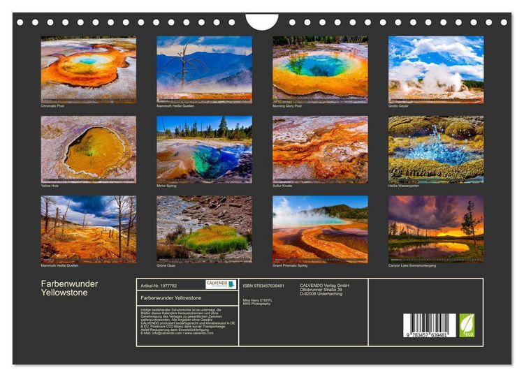 Produktbild: Farbenwunder Yellowstone (Wandkalender 2026 DIN A4 quer), CALVENDO Monatskalender