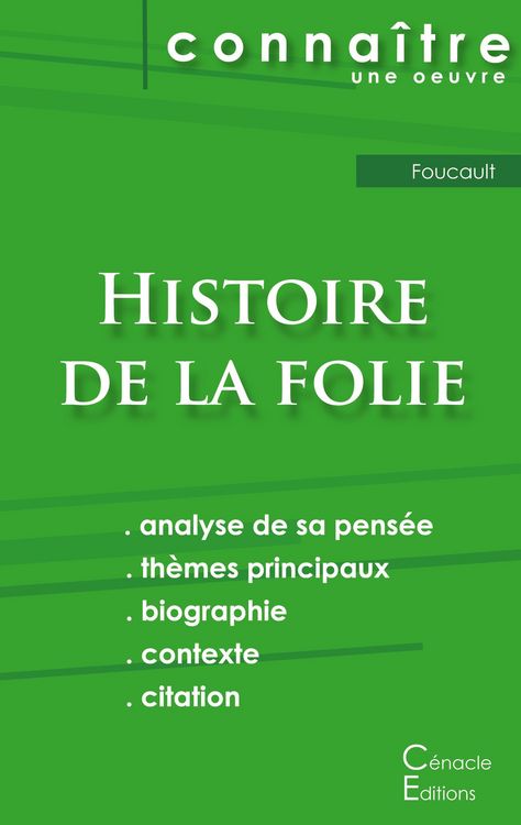 Produktbild: Fiche de lecture Histoire de la folie de Foucault (analyse philosophique et r&eacute;sum&eacute; d&eacute;taill&eacute;)