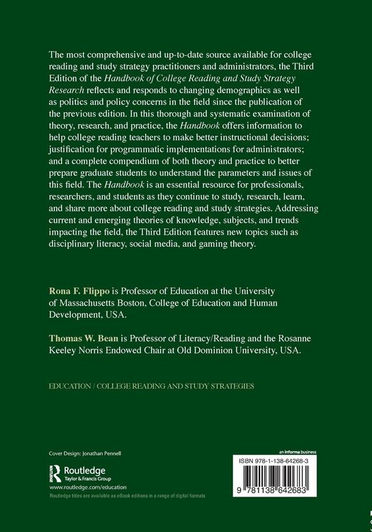 Produktbild: Handbook of College Reading and Study Strategy Research