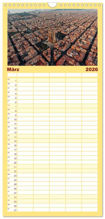 Produktbild: Familienplaner 2026 - Barcelona - Die wundersch&ouml;ne Hauptstadt Kataloniens. mit 5 Spalten (Wandkalender, 21 x 45 cm) CALVENDO