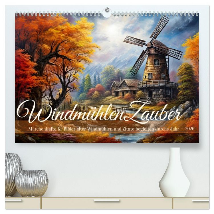 Produktbild: Windm&uuml;hlenzauber (hochwertiger Premium Wandkalender 2026 DIN A2 quer), Kunstdruck in Hochglanz