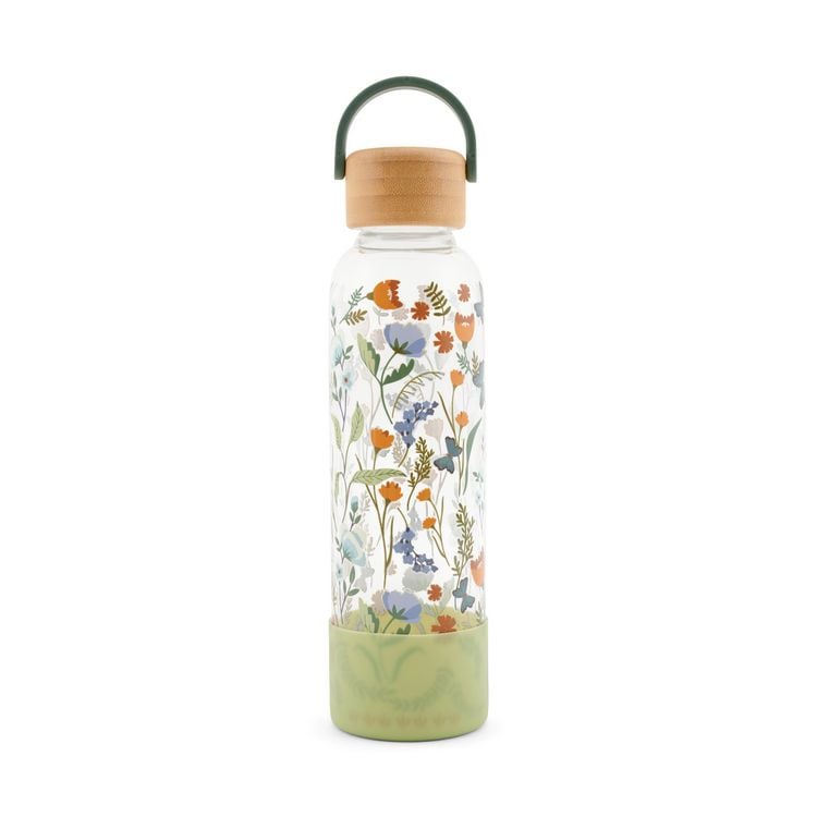 Produktbild: Trinkflasche aus Glas mit Silikoncover, "Green Meadow"