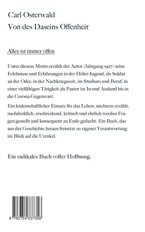 Produktbild: Von des Daseins Offenheit