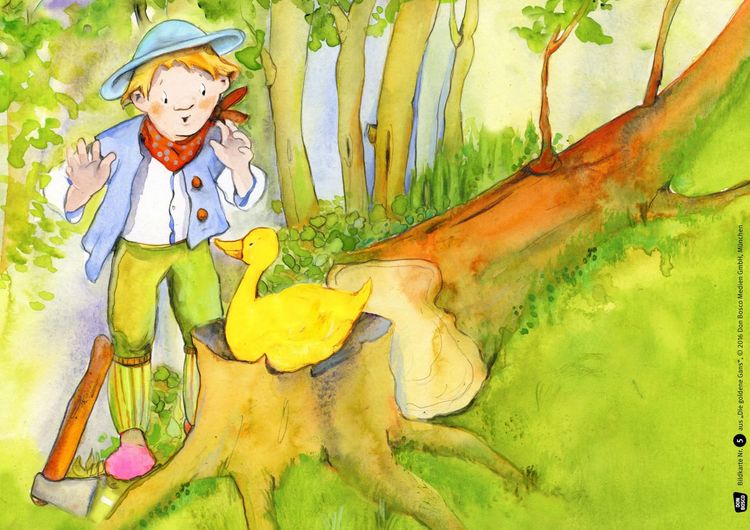 Produktbild: Die goldene Gans. Kamishibai Bildkartenset.