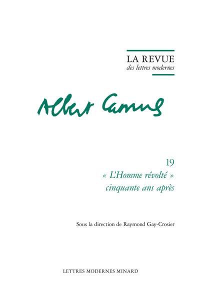 Produktbild: La Revue des Lettres Modernes; Albert Camus; l Homme Revolte