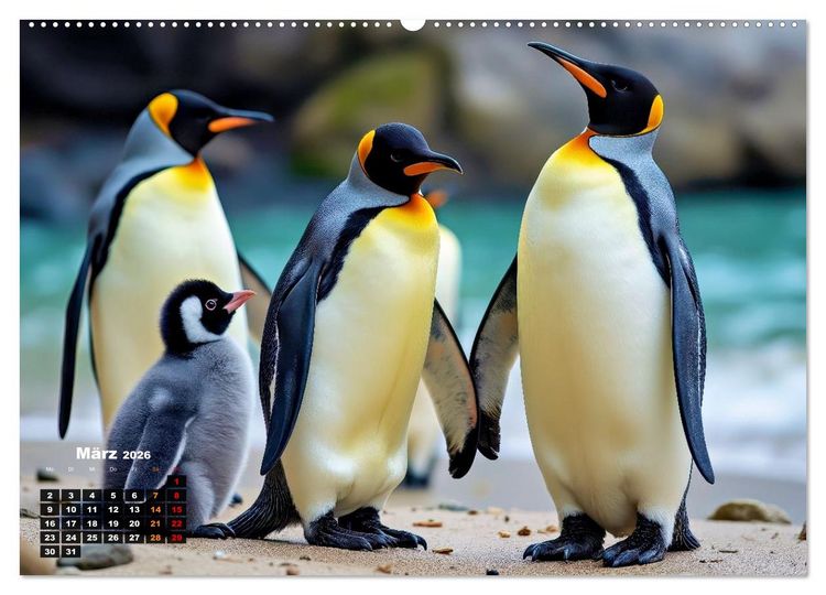 Produktbild: Mit den Pinguinen (hochwertiger Premium Wandkalender 2026 DIN A2 quer), Kunstdruck in Hochglanz