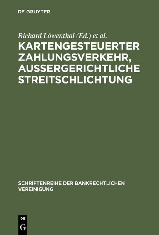 Produktbild: Kartengesteuerter Zahlungsverkehr, au&szlig;ergerichtliche Streitschlichtung