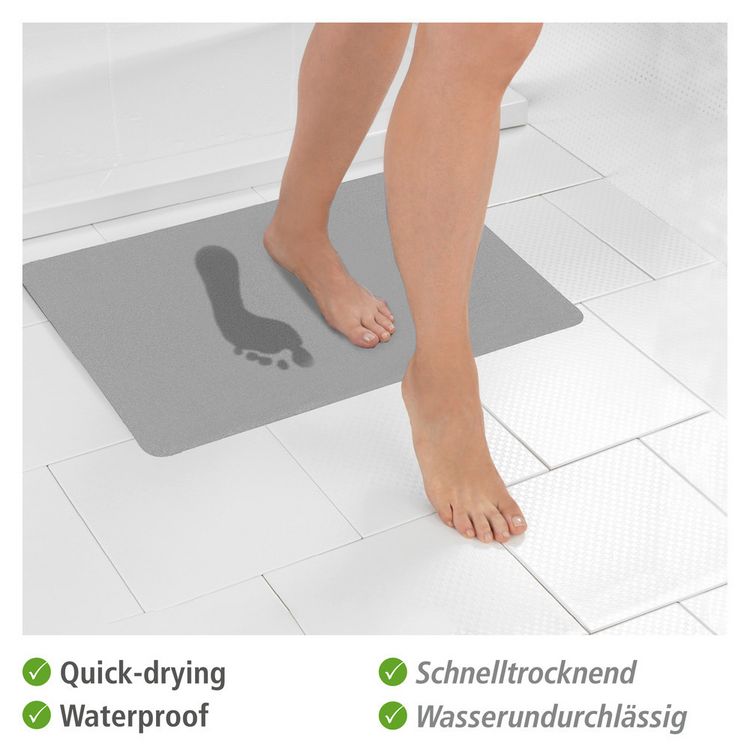 Produktbild: Schnelltrocknende Badematte Grau, aus 100 % Polyester