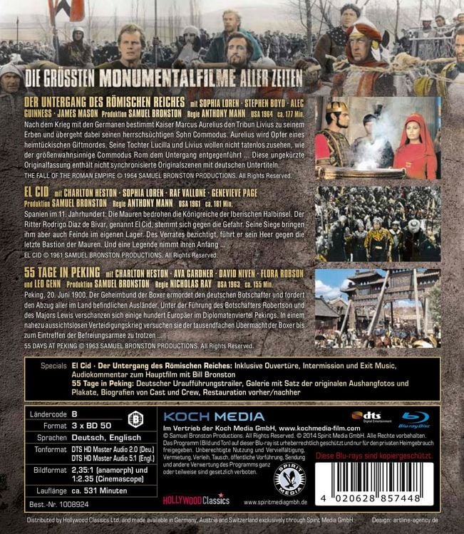 Produktbild: Die gr&ouml;ssten Monumentalfilme aller Zeiten [3 BRs]