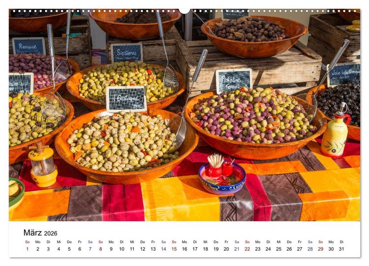 Produktbild: March&eacute; hebdomadaire - Ein Rundgang &uuml;ber einen franz&ouml;sischen Wochenmarkt (Wandkalender 2026 DIN A2 quer), CALVENDO Monatskalender