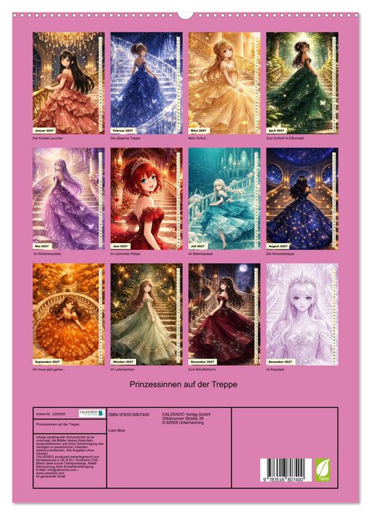 Produktbild: Prinzessinnen auf der Treppe (hochwertiger Premium Wandkalender 2027 DIN A2 hoch), Kunstdruck in Hochglanz